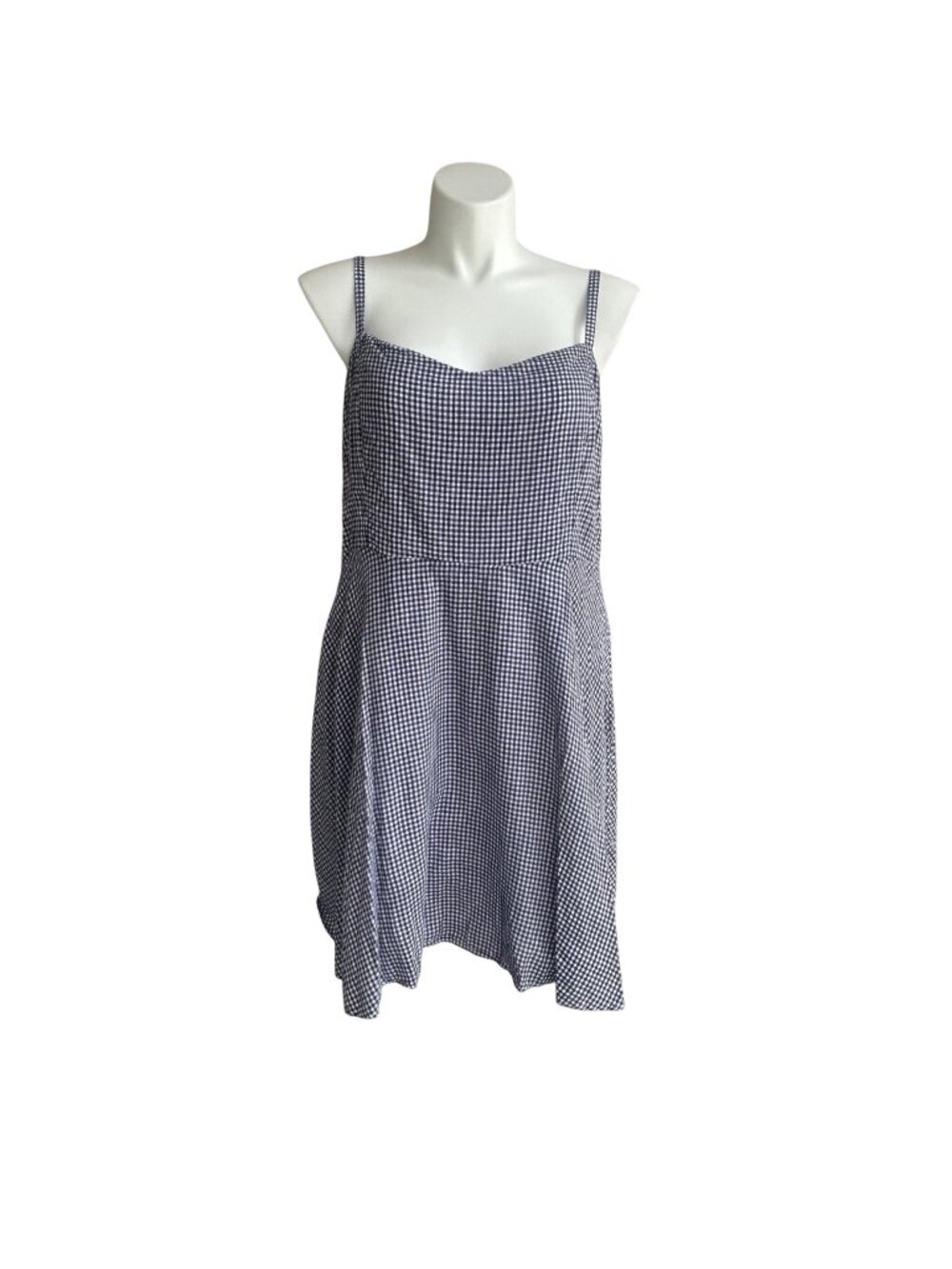 Old Navy Blue White Gingham Sleeveless Summer Mini Dress 2X Cottage Smocked Back